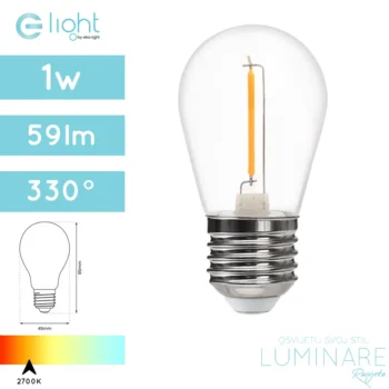 led filament zarulja e27 1w st45-luminare