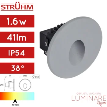 STUBIŠNA UGRADBENA SVJETILJKA AZYL 3W IP54 SIVA