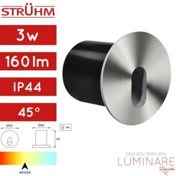 STUBIŠNA UGRADBENA SVJETILJKA RAFI LED C 3W IP44 ALU