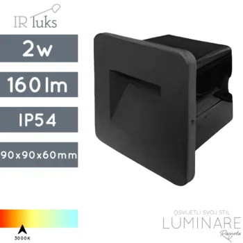 STUBIŠNA UGRADBENA SVJETILJKA SR8302 2W IP54 ANTRACIT