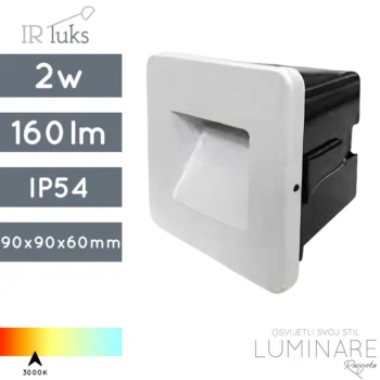 STUBIŠNA UGRADBENA SVJETILJKA SR8302 2W IP54 BIJELA