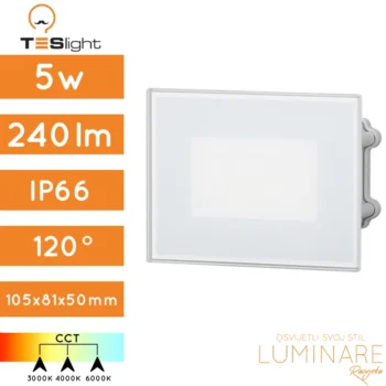 STUBIŠNA UGRADBENA SVJETILJKA A005 5W 3CCT IP66 BIJELA