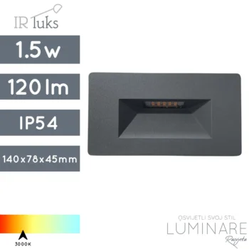 STUBIŠNA UGRADBENA SVJETILJKA SR8301A 1.5W IP54 ANTRACIT