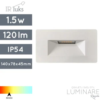 STUBIŠNA UGRADBENA SVJETILJKA SR8301A 1.5W IP54 BIJELA