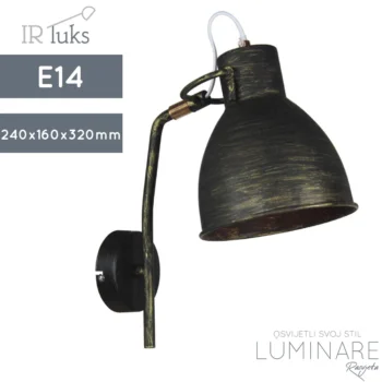 ZIDNA SVJETILJKA LW6821 CRNO ZLATNA E14