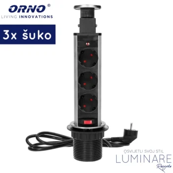 IZVLAČNA UTIČNICA 3xŠUKO INOX UGRADBENA OKRUGLA