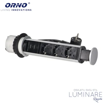 Alternative view of IZVLAČNA UTIČNICA 3xŠUKO 2xUSB 2.1A SREBRNA UGRADBENA OKRUGLA