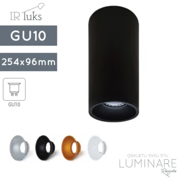 stropna spotlight svjetiljka irluks-rotondo r+254-gu10 grlo za zarulju-aluminijska-crna-luminare rasvjeta