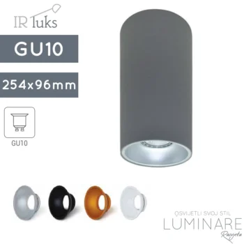 stropna spotlight svjetiljka irluks-rotondo r+254-gu10 grlo za zarulju-aluminijska-siva-luminare rasvjeta