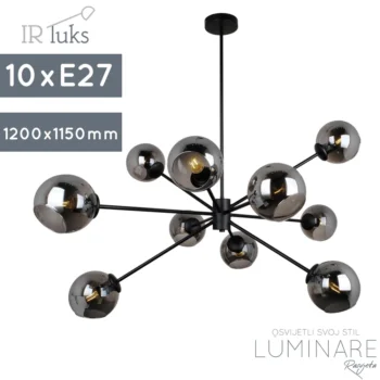 visilica af8081-10-luster-ir luks-10xe27-crna-luminare rasvjeta