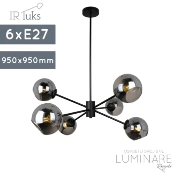 visilica af8081-6-luster-ir luks-6xe27-crna-luminare rasvjeta