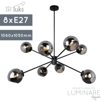 visilica af8081-8-luster-ir luks-8xe27-crna-luminare rasvjeta