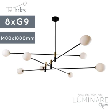 VISILICA AF8082-8 BLACK/BRASS+MILKY WHITE