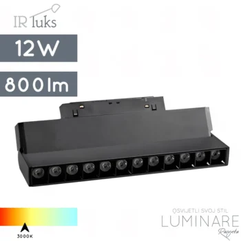 LED ZGLOBNI REFLEKTOR ZA MAGNETNU ŠINU 12W CRNI