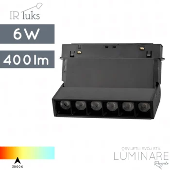 LED ZGLOBNI REFLEKTOR ZA MAGNETNU ŠINU 6W CRNI