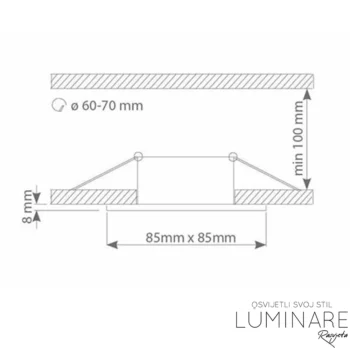 Alternative view of OKVIR ZA ŽARULJU GU10 IP44 KVADRATNI CRNI UGRADBENI