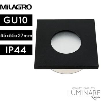 OKVIR ZA ŽARULJU GU10 IP44 KVADRATNI CRNI UGRADBENI