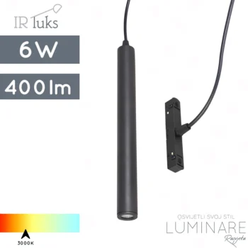 LED VISILICA ZA MAGNETNU ŠINU 6W CRNA