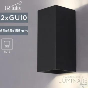 ZIDNA SVJETILJKA CUBO D2 ALU CRNA 2xGU10