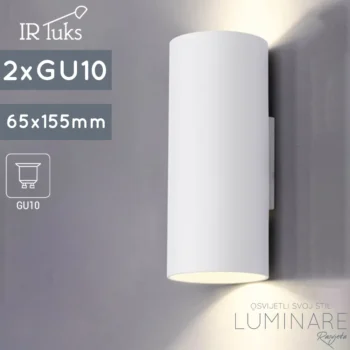 ZIDNA SVJETILJKA TUBO D2 ALU BIJELA 2xGU10
