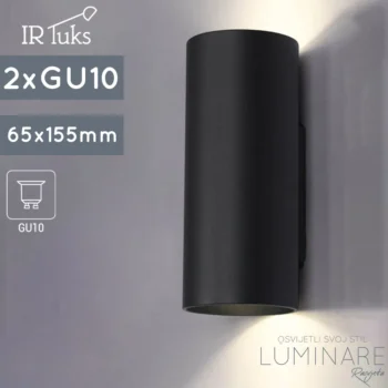 ZIDNA SVJETILJKA TUBO D2 ALU CRNA 2xGU10