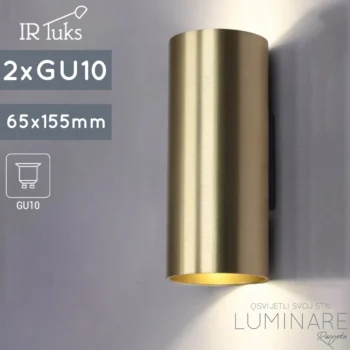 ZIDNA SVJETILJKA TUBO D2 ALU MATT BRASS 2xGU10