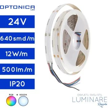 rgb led traka bez tockica-cob rgb-12w-500lm-luminare rasvjeta