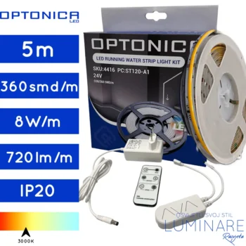 set trceca led traka-sa daljinskim i kontrolerom-5metara-topla boja svjetlosti-optonica-luminare rasvjeta