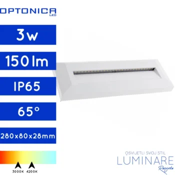stubisna-zidna nadgradna svjetiljka-vanjska-ip65-pravokutna-3w-bijela-optonica-luminare rasvjeta