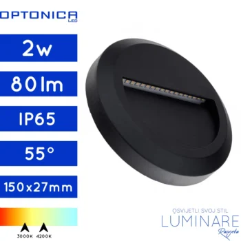stubisna-zidna nadgradna svjetiljka-vanjska-ip65-okrugla-2w-crna-optonica-luminare rasvjeta