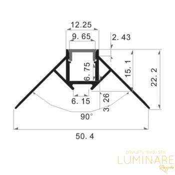 Alternative view of ALU. PROFIL ZA LED TRAKU UGRADBENI KUTNI 2m 22.2x12.2mm