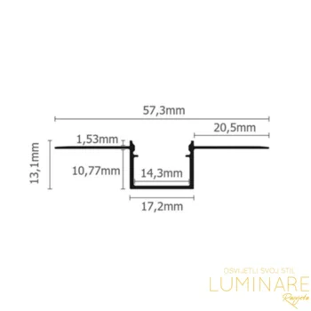 Alternative view of ALU. PROFIL ZA LED TRAKU UGRADBENI SAVITLJIVI 2m 17.2x13.1mm