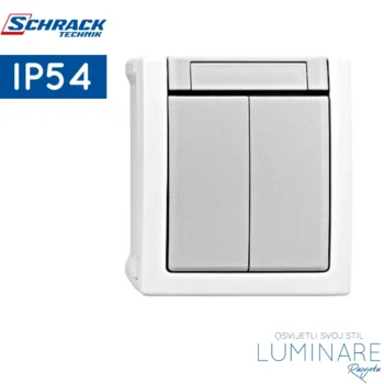 vanjski nadgradni prekidac-dupli-serijski-ip54-schrack-visio-ev210009-sivi-10a-luminare rasvjeta