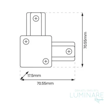 Alternative view of KUTNI KONEKTOR ZA MONOFAZNU TRAČNICU CRNI e-light