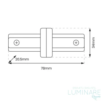Alternative view of RAVNI KONEKTOR ZA MONOFAZNU TRAČNICU CRNI e-light