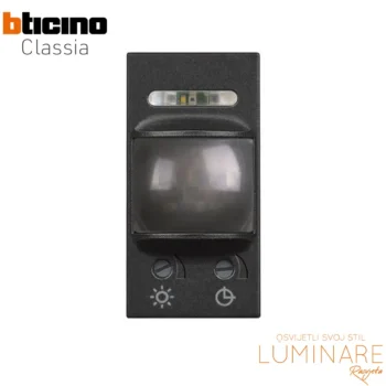 sklopka sa ic detektorom pokreta-bticino classia-1m-luksomat-vremenska odgoda-crni-rg4431-luminare rasvjeta