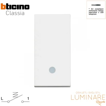 tipkalo osvijetljeno bticino classia-1m-10a-bijelo-rw4005l-luminare rasvjeta