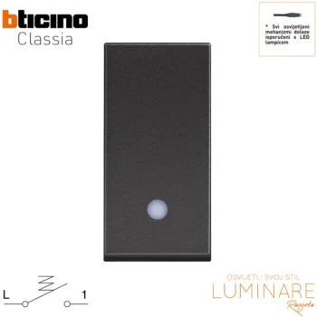 tipkalo osvijetljeno bticino classia-1m-10a-crno-rg4005l-luminare rasvjeta