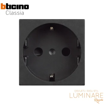 uticnica bticino classia-crna-2m-16a-2p+e-rg4141-luminare rasvjeta