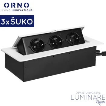 ugradbena uticnica za namjestaj 3x suko bijela-luminare rasvjeta