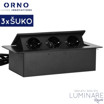 ugradbena uticnica za namjestaj 3x suko crna-luminare rasvjeta