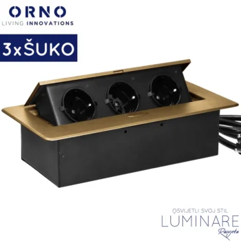 ugradbena uticnica za namjestaj 3x suko zlatna-luminare rasvjeta