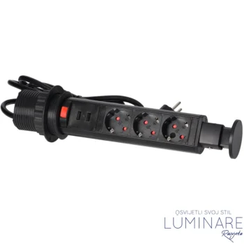 Alternative view of IZVLAČNA UTIČNICA 3xŠUKO 2xUSB 2.1A CRNA UGRADBENA OKRUGLA