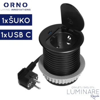 uticnica za namjestaj-punjac za mobitel-1x usb c-crna plitka-luminare rasvjeta