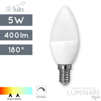 led dimabilna zarulja e14 5w c37-3000k-4000k-ir-luks-3856005472109-3856005472116
