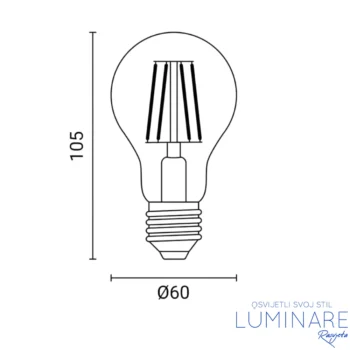 Alternative view of LED DIMABILNA FILAMENT ŽARULJA E27 6W A60