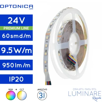 led traka 5050-60led-24v-9.5w-ip20-rgb+cct-10milimetara-950lumena-luminare rasvjeta