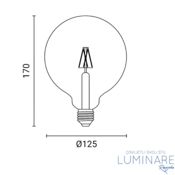 Alternative view of LED FILAMENT ŽARULJA E27 6.5W G125