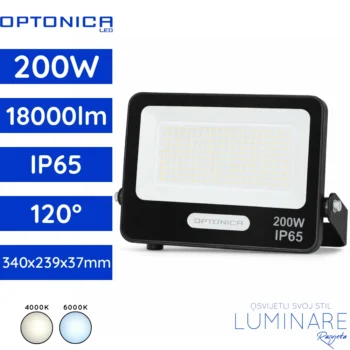 SMD LED reflektor 200W 18000lm 4000K 6000K crni IP65