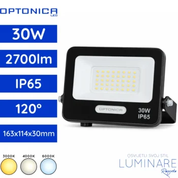 SMD LED reflektor 30W 1800lm 3000K 4000K 6000K crni IP65